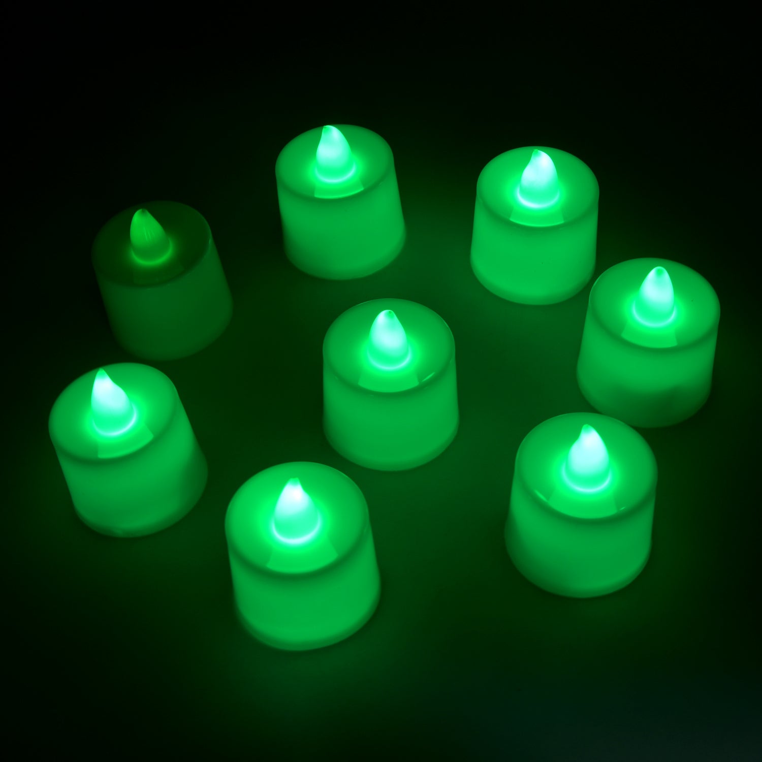6635a GREEN FLAMELESS LED TEALIGHTS, SMOKELESS PLASTIC DECORATIVE CANDLES - LED TEA LIGHT CANDLE FOR HOME DECORATION (PACK OF 8) 6635a GREEN FLAMELESS LED TEALIGHTS, SMOKELESS PLASTIC DECORATIVE CANDLES - LED TEA LIGHT CANDLE FOR HOME DECORATION (PACK OF 8)